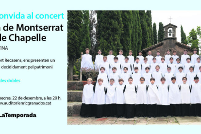 El dimecres 22 de desembre arriba l'Escolania de Montserrat i La Grande Chapelle a l'Auditori Enric Granados per presentar-nos la Missa Scala Aretina.