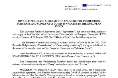 El contracte de la UE amb AstraZeneca només inclou el compromís de fer 