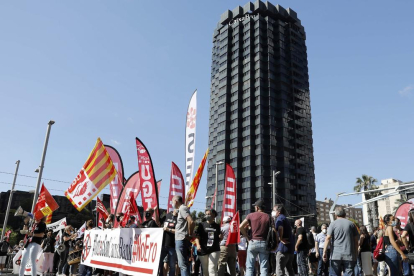 Els treballadors es van concentrar ahir a Barcelona.