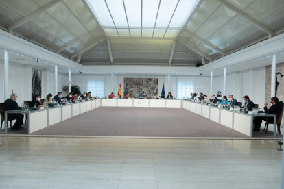 La reunión del Consejo de Ministros en el Palacio de la Moncloa.