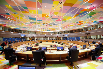 Plano general de la reunión del Consejo Europeo celebrada ayer en Bruselas.