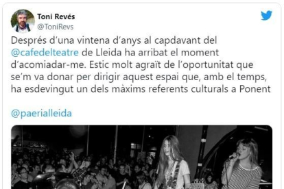 L'històric gestor del Cafè del Teatre de Lleida, Toni Revés, s'acomiada