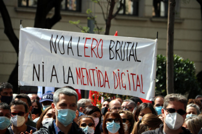 Una de les protestes de treballadors ahir a Barcelona.