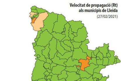 Velocidad de propagación (Rt) en los municipios de Lleida