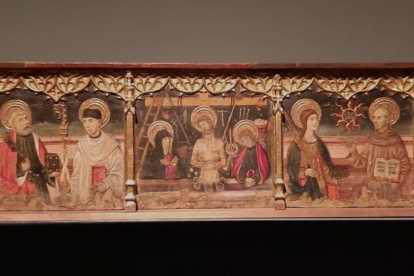 La predela (parte inferior de un retablo) originaria de Saidí, del siglo XV, que también viajará desde el Museu de Lleida hasta el Museo Diocesano de Barbastro.