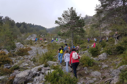 Imatge de senderistes al camí que va de Cava al Querforadat, a l’Alt Urgell.