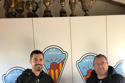 El president del club, Rubén Pou, i el patrocinador Albert Pedrós.