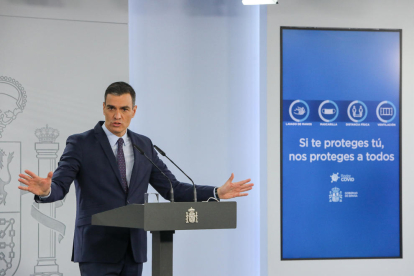 El presidente del Gobierno, Pedro Sánchez, en rueda de prensa tras la reunión del Consejo de Ministros.