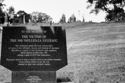Cementerio de víctimas de la gripe en Nueva Zelanda.