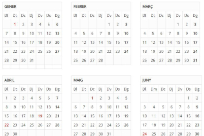 Calendari laboral del 2019 a Lleida