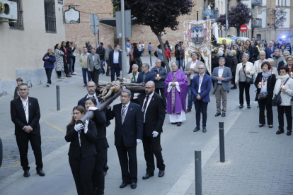 Momento de la Procesión del Traslado ayer en Lleida. 