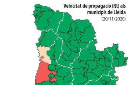 Sólo 19 municipios de Lleida tienen un ritmo de contagio superior a 1