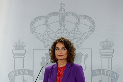 La portaveu del Govern central, María Jesús Montero, ahir, després del Consell de Ministres.