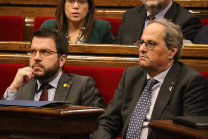 El presidente de la Generalitat, Quim Torra, y el vicepresidente, Pere Aragonès.