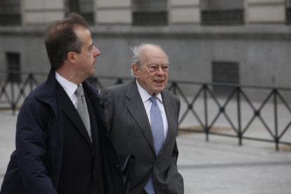 Pla de l’expresident de la Generalitat, Jordi Pujol, a l’arribar a l’Audiència Nacional el 2016.