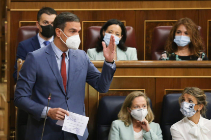 Pedro Sánchez, este miércoles en la sesión de control en el Congreso de los Diputados.