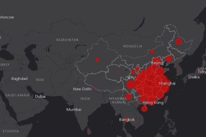 Un mapa per seguir l'expansió del coronavirus en tot el món