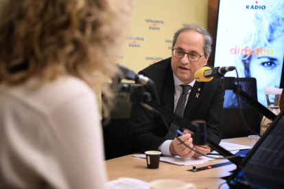 El presidente de la Generalitat, Quim Torra, durante la entrevista este jueves a 'El Matí' de Cataluña Radio.