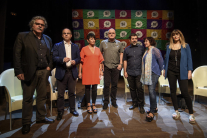 Tardà y Turull junto a representantes del PNV y EH Bildu en un acto sobre la independencia en Bilbao.