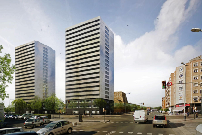 Imatge virtual de les torres de pisos previstes al costat de la Llotja.