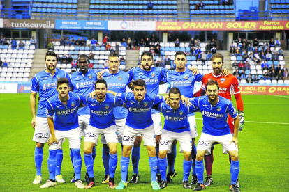 L’onze del Lleida Esportiu que dimecres va empatar al Camp d’Esports davant del filial del Vila-real.