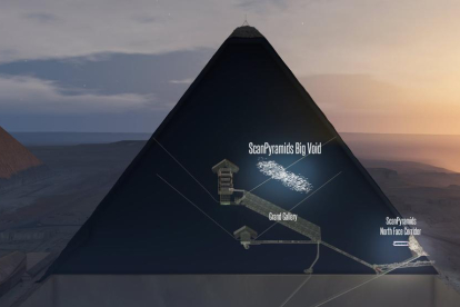 Imatge generada per ordinador de la Gran Piràmide de Keops, a Gizeh (Egipte).
