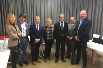 Representants del Comitè de fruita de llavor de Fepex aquest dimecres a Lleida.