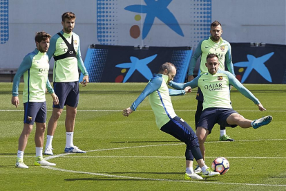 Andrés Iniesta, durante una sesión de entrenamiento de la pasada semana.