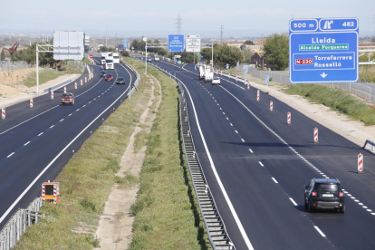 La A-2 en Lleida, recién asfaltada el lunes en el marco de las obras para conectarla con la autovía A-14.