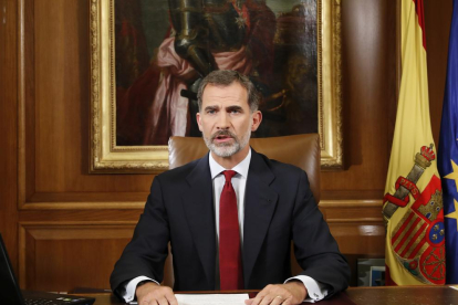 El rei Felip VI, ahir durant el seu discurs institucional, en el qual va acusar la Generalitat de “fracturar” la societat catalana.