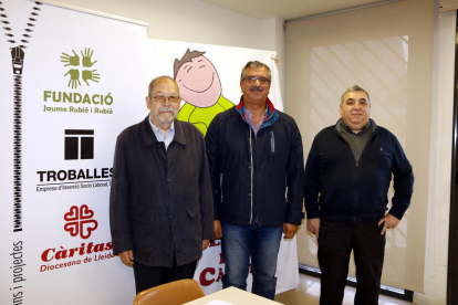 Albert Puchol, Ramon Baró y Josep Fernández, ayer en Lleida.