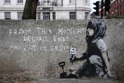 Aparece un posible grafiti de Banksy tras la protesta ecologista en Londres