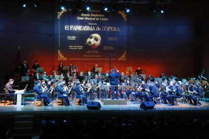 La Banda Simfònica Unió Musical de Lleida, ahir a l’Auditori Enric Granados de Lleida.