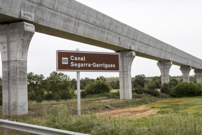 Imagen de la canalización del Segarra-Garrigues a su paso por Plans de Sió.