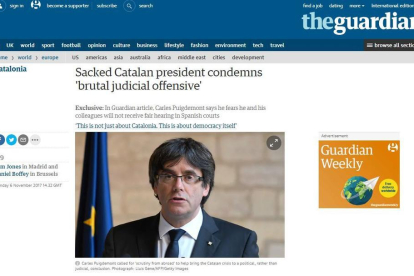 Puigdemont denuncia a 'The Guardian' la 