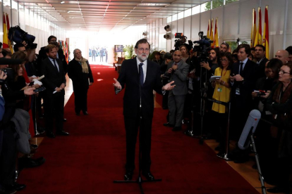Mariano Rajoy, ahir, a l’arribar al Congrés dels Diputats.