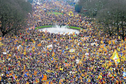 Una vista de la manifestació a Brussel·les.