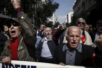Imatge d’una protesta de jubilats grecs contra les retallades.