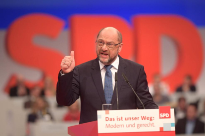 El president del Partit Socialdemòcrata, Martin Schulz, ahir.