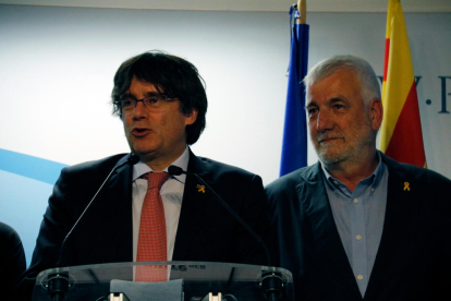 Puigdemont durante su comparecencia para valorar los resultados de las elecciones generales.