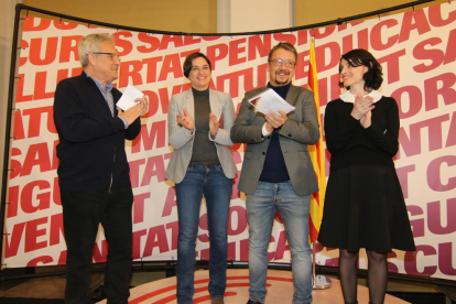 Jaume Barberà, Sara Vilà, Xavier Domènech i Mar García, ahir en un acte celebrat a l’IMAC.