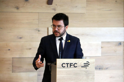 El presidente de la Generalitat, Pere Aragonès, en el 25.º aniversario del CTFC en Solsona.
