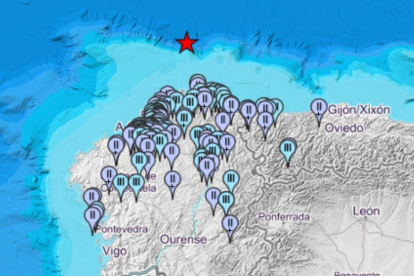 Imagen cartográfica del terremoto de Galicia.