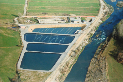Vista aérea de la planta depuradora de Montferrer, en el Alt Urgell.