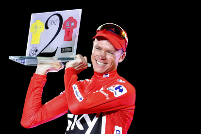 El ciclista británico ha ganado este año dos de las tres grandes, Tour y Vuelta a España, en la foto.