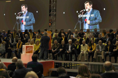 El acto central de JuntsxCat, en el que Sànchez intervino por primera vez en esta campaña electoral.