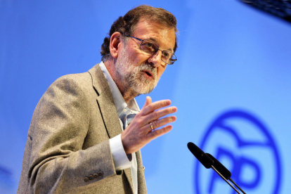 Imagen del presidente del Gobierno, Mariano Rajoy, durante un acto de su partido.