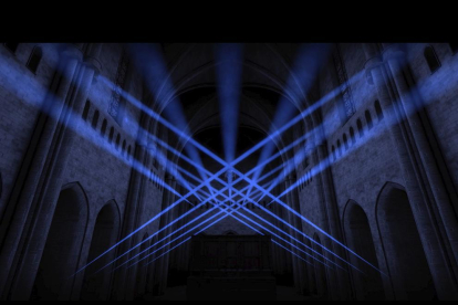 Recreación virtual de lo que será el espectáculo interactivo en el interior de la catedral de Girona. 