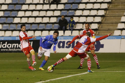 Una acció del partit que el Lleida va disputar contra el Sabadell diumenge passat.