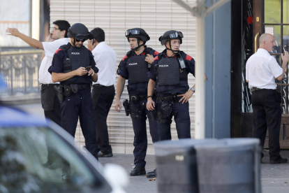 Un control dels Mossos d'Esquadra aquest dijous a Barcelona.